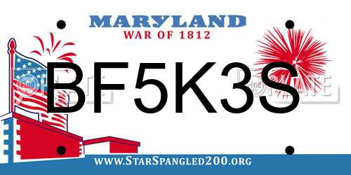 BF5K3S Maryland License Plate
