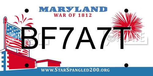 BF7A7T Maryland License Plate