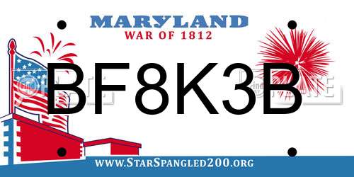 BF8K3B Maryland License Plate