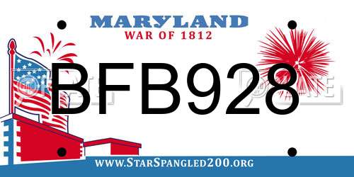 BFB928 Maryland License Plate