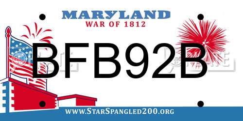 BFB92B Maryland License Plate
