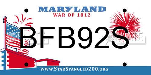 BFB92S Maryland License Plate
