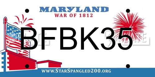 BFBK35 Maryland License Plate