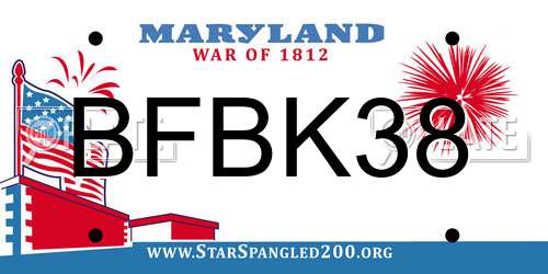 BFBK38 Maryland License Plate