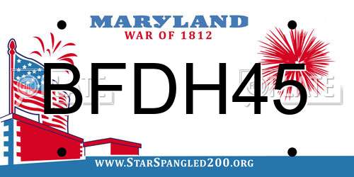 BFDH45 Maryland License Plate
