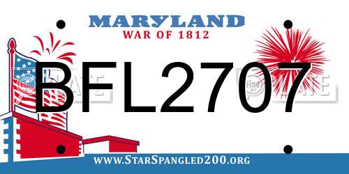 BFL2707 Maryland License Plate