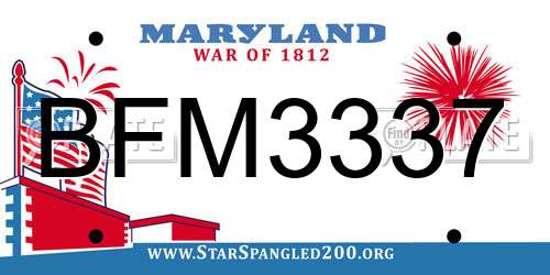 BFM3337 Maryland License Plate