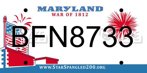 BFN8733 Maryland License Plate