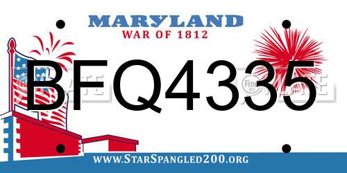 BFQ4335 Maryland License Plate