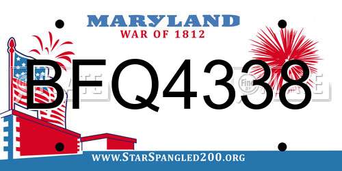 BFQ4338 Maryland License Plate