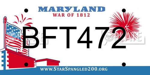 BFT472 Maryland License Plate