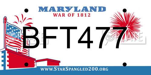 BFT477 Maryland License Plate
