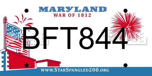 BFT844 Maryland License Plate