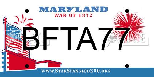 BFTA77 Maryland License Plate