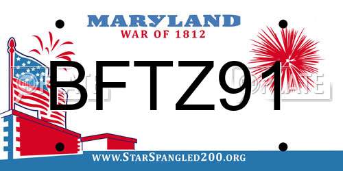 BFTZ91 Maryland License Plate
