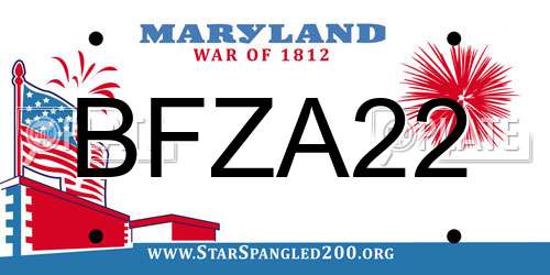 BFZA22 Maryland License Plate