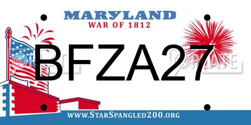 BFZA27 Maryland License Plate
