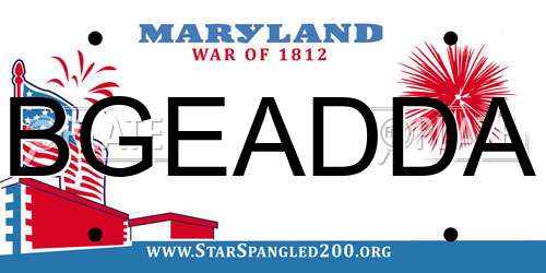 BGEADDA Maryland License Plate