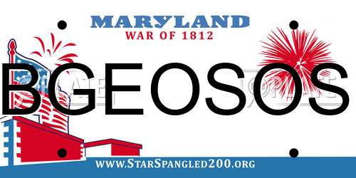 BGEOSOS Maryland License Plate