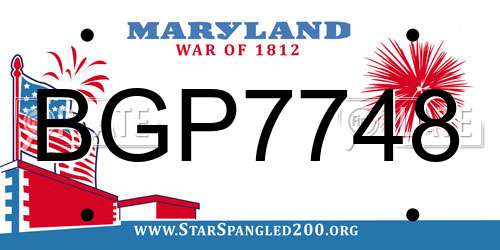 BGP7748 Maryland License Plate