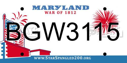 BGW3115 Maryland License Plate