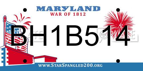 BH1B514 Maryland License Plate