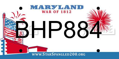 BHP884 Maryland License Plate