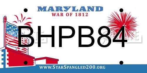 BHPB84 Maryland License Plate