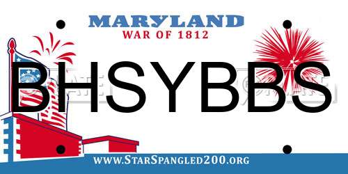 BHSYBBS Maryland License Plate