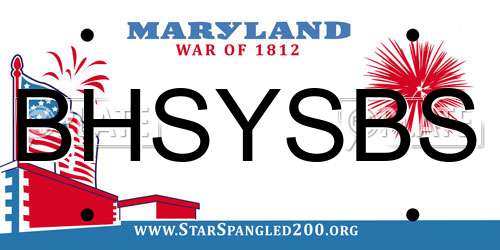 BHSYSBS Maryland License Plate
