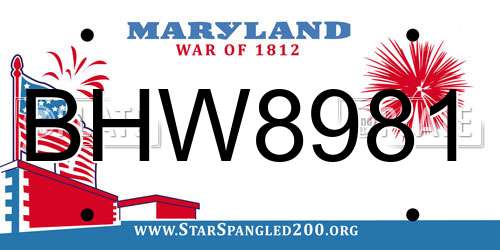 BHW8981 Maryland License Plate