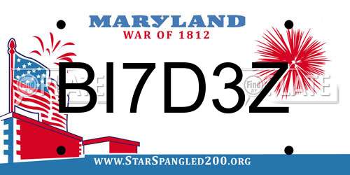 BI7D3Z Maryland License Plate