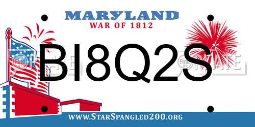 BI8Q2S Maryland License Plate