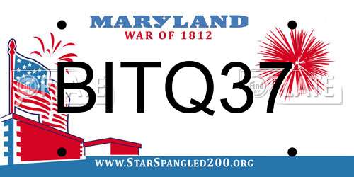 BITQ37 Maryland License Plate