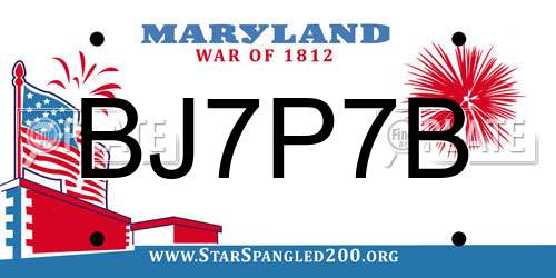 BJ7P7B Maryland License Plate