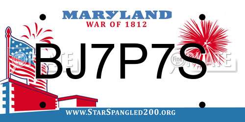 BJ7P7S Maryland License Plate