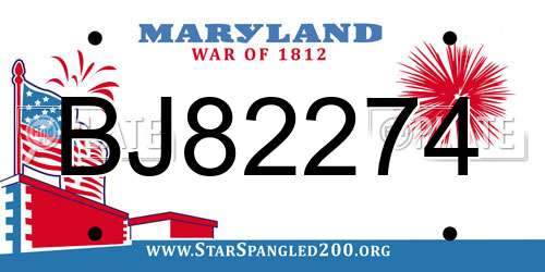 BJ82274 Maryland License Plate