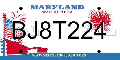 BJ8T224 Maryland License Plate