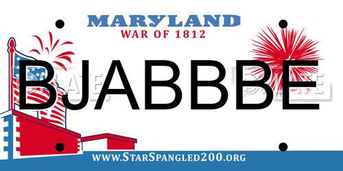 BJABBBE Maryland License Plate