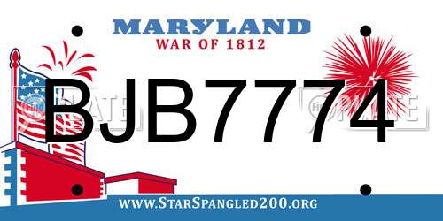 BJB7774 Maryland License Plate