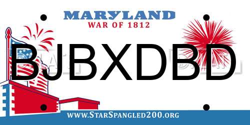 BJBXDBD Maryland License Plate