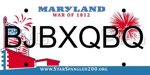 BJBXQBQ Maryland License Plate