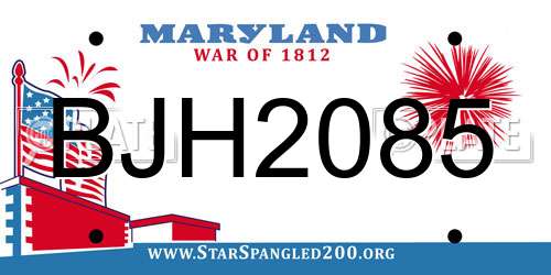 BJH2085 Maryland License Plate