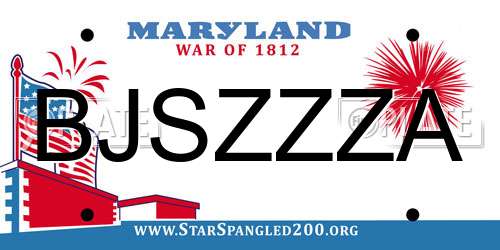 BJSZZZA Maryland License Plate