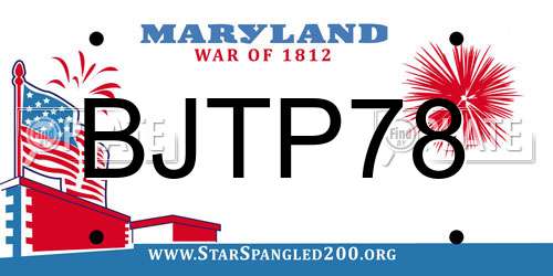 BJTP78 Maryland License Plate