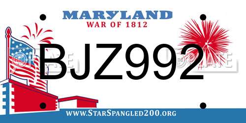 BJZ992 Maryland License Plate