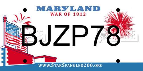 BJZP78 Maryland License Plate
