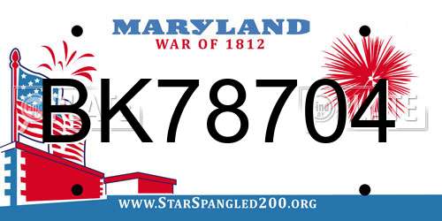 BK78704 Maryland License Plate