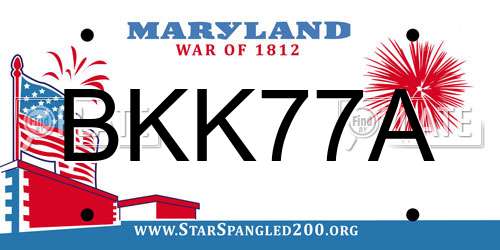 BKK77A Maryland License Plate