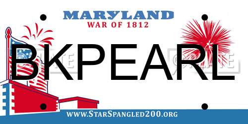BKPEARL Maryland License Plate
